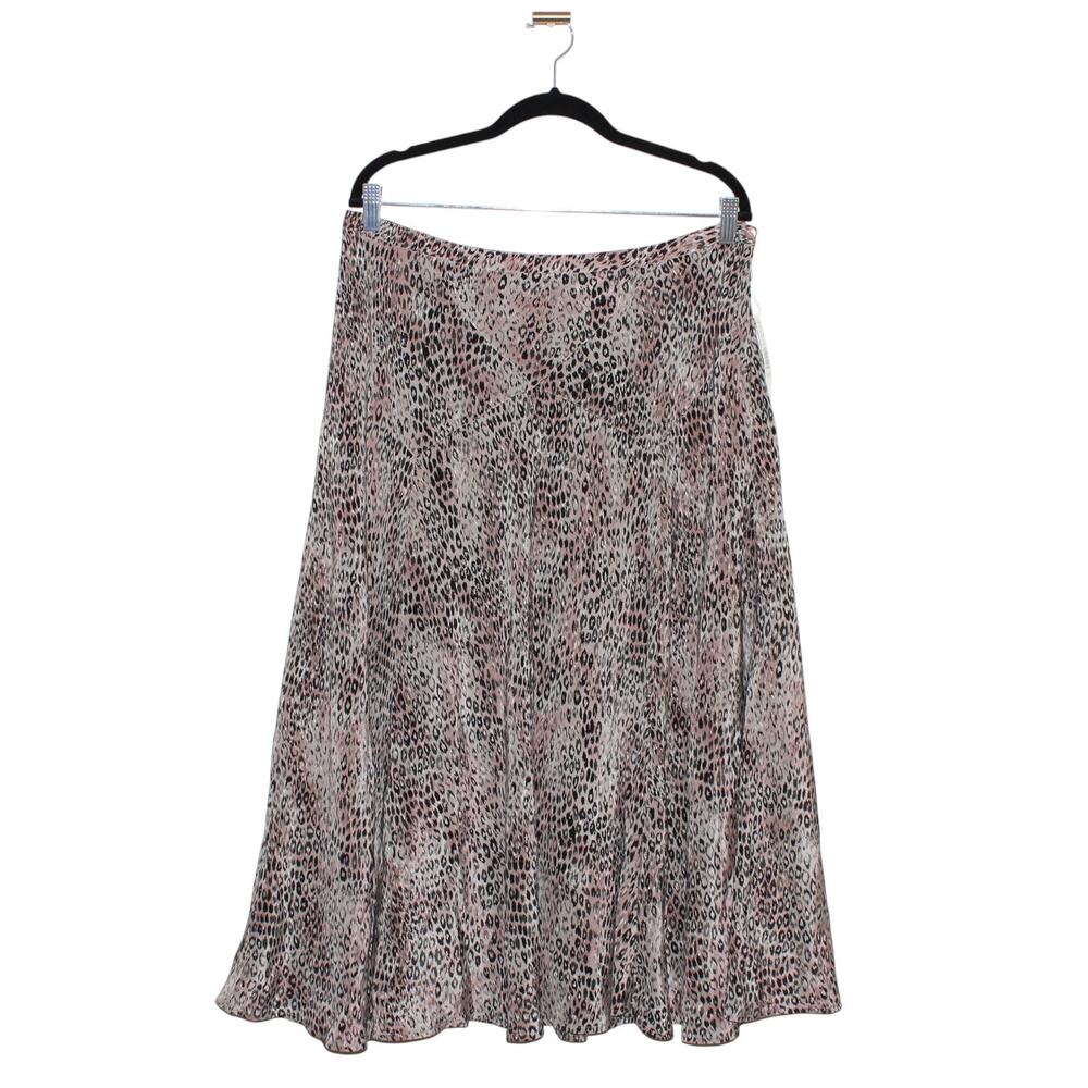 Kate Hill 100% Silk Leopard Midi Skirt Size 14 NWT